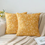 EMEMA Spring Decorative Throw Pillow Covers Farmhouse Soft Velvet Floral Pillowcases Square Plant Cushion 2 Pack
