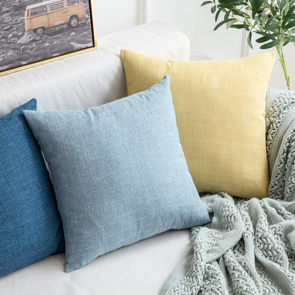 EMEMA Decorative Throw Pillow Covers Linen Burlap Square Solid Farmhouse Modern Concise Throw Cushion Case Pillowcase 2 Pack