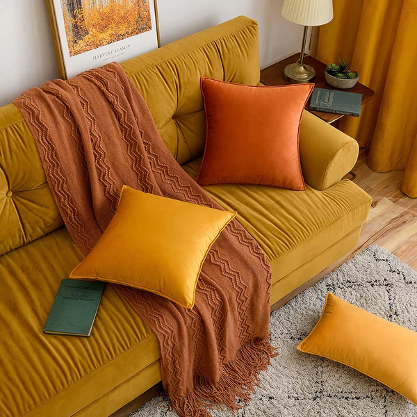 Miulee Decorative Velvet Throw Pillow Cover Soft Soild Square Flanged Cushion Case 2 Pack